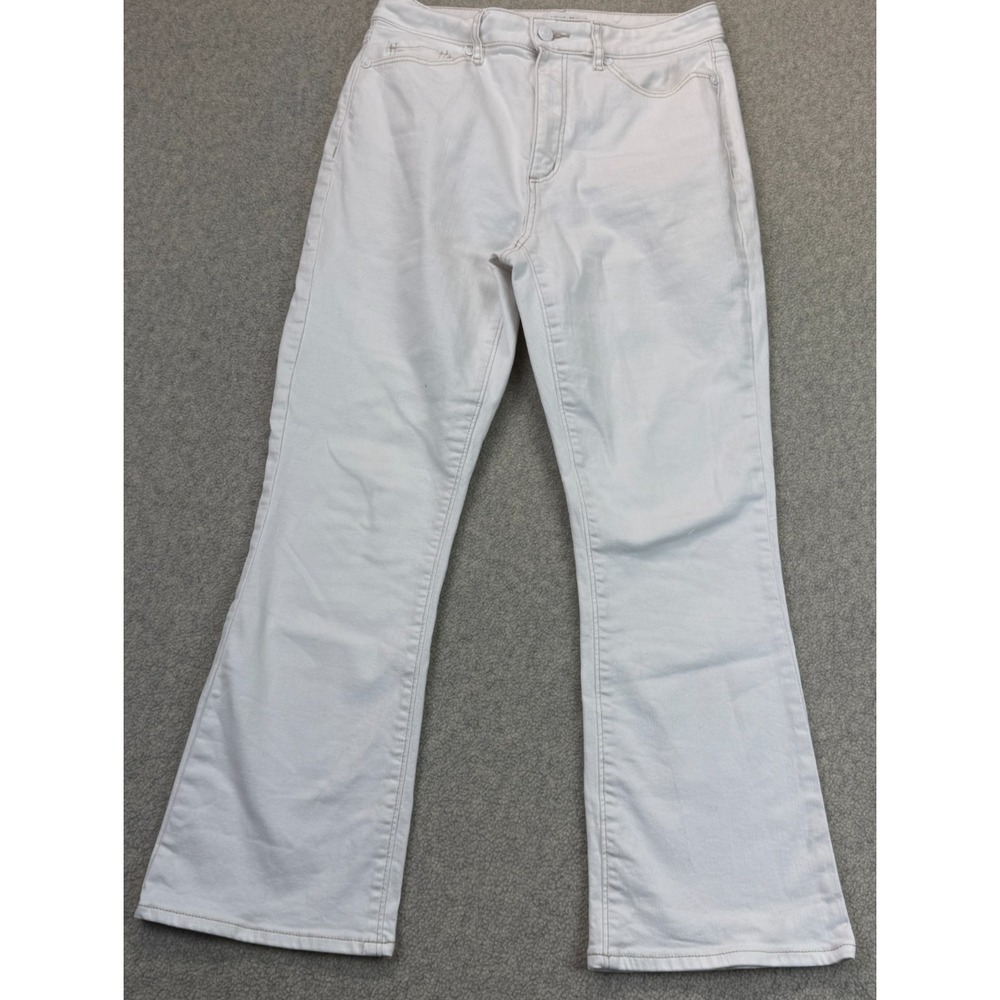 Loft Made and Loved Womens The Kick Crop Flared Leg Jeans Ivory Denim 26/2